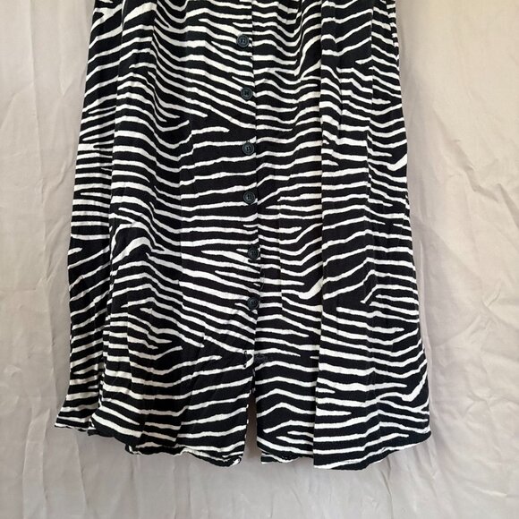 H&M Womens Zebra Print Midi Button Down Spaghetti Strap Dress Size 12 Cozy Smock - Picture 4 of 12